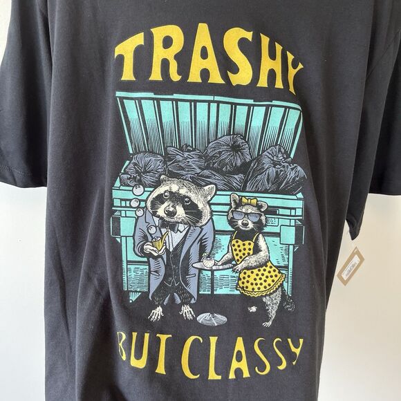 Attic Salt Trashy But Classy Graphic T-Shirt Black Racoons Unisex Size Large NWT - Picture 5 of 6